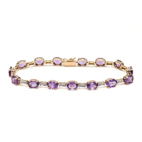 Gold, Amethyst, and Diamond Line Bracelet