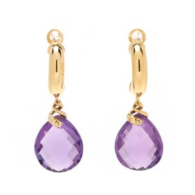 Gold and Amethyst Dangle Earrings