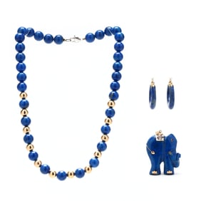 Lapis Lazuli Necklace, Earrings, and Pendant
