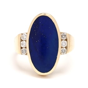 Gold, Lapis Lazuli, and Diamond Ring
