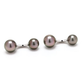 White Gold and Tahitian Pearl Cufflinks, Mikimoto
