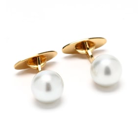 Gold and South Sea Pearl Cufflinks
