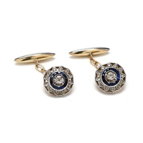 Antique Gold-Plated Silver, and Gem-Set Cufflinks