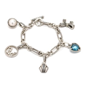 Silver Charm Bracelet and Five Charms, David Yurman