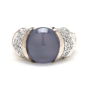 Sterling Silver, Gold, Chalcedony, and Diamond Ring, David Yurman