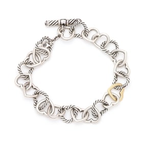 Sterling Silver and Gold Heart Bracelet, David Yurman