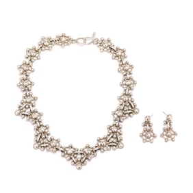 Vintage Silver Necklace and Earrings, Teresa Camino
