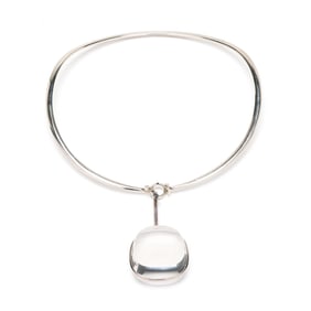 Silver and Rock Crystal Quartz Necklace, Georg Jensen