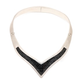Silver and Black Onyx Collar Necklace, Mexico