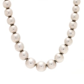 Silver Bead Necklace, Mexico