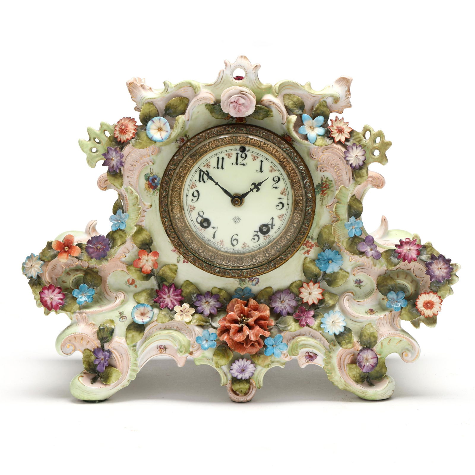 Ansonia Clock Co., Porcelain Mantel Clock in the Rococo Taste (1 of 10)