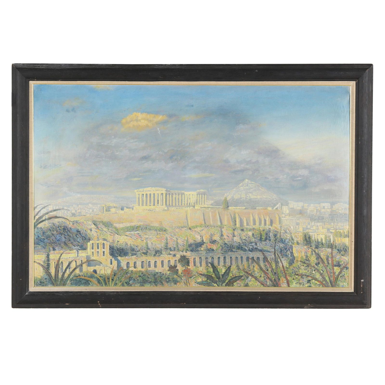 F. Murphy (United Kingdom, 20th Century), Acropolis Landscape: F. Murphy (United Kingdom, 20th Century), Acropolis Landscape oil on canvas, signed at lower right, framed. Stretcher size 31 x 47 5/8 in.; Frame dimensions 37 x 54 in. Additional high-resolution phot