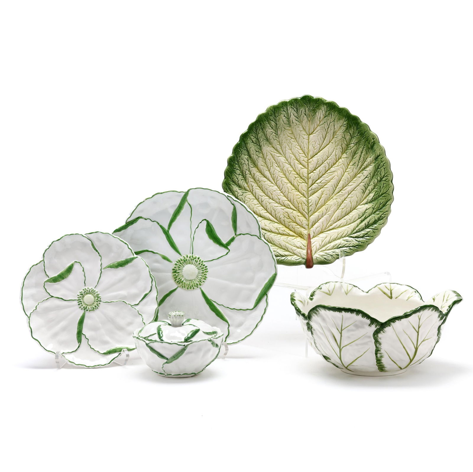 A Collection of Cabbage Ceramic Tableware, Including Tiffany & Co.: A Collection of Cabbage Ceramic Tableware, Including Tiffany & Co.late 20th century, (32) tin-glazed earthenware cabbage form pieces to include a Tiffany & Co. serving bowl made in Italy, marked to un