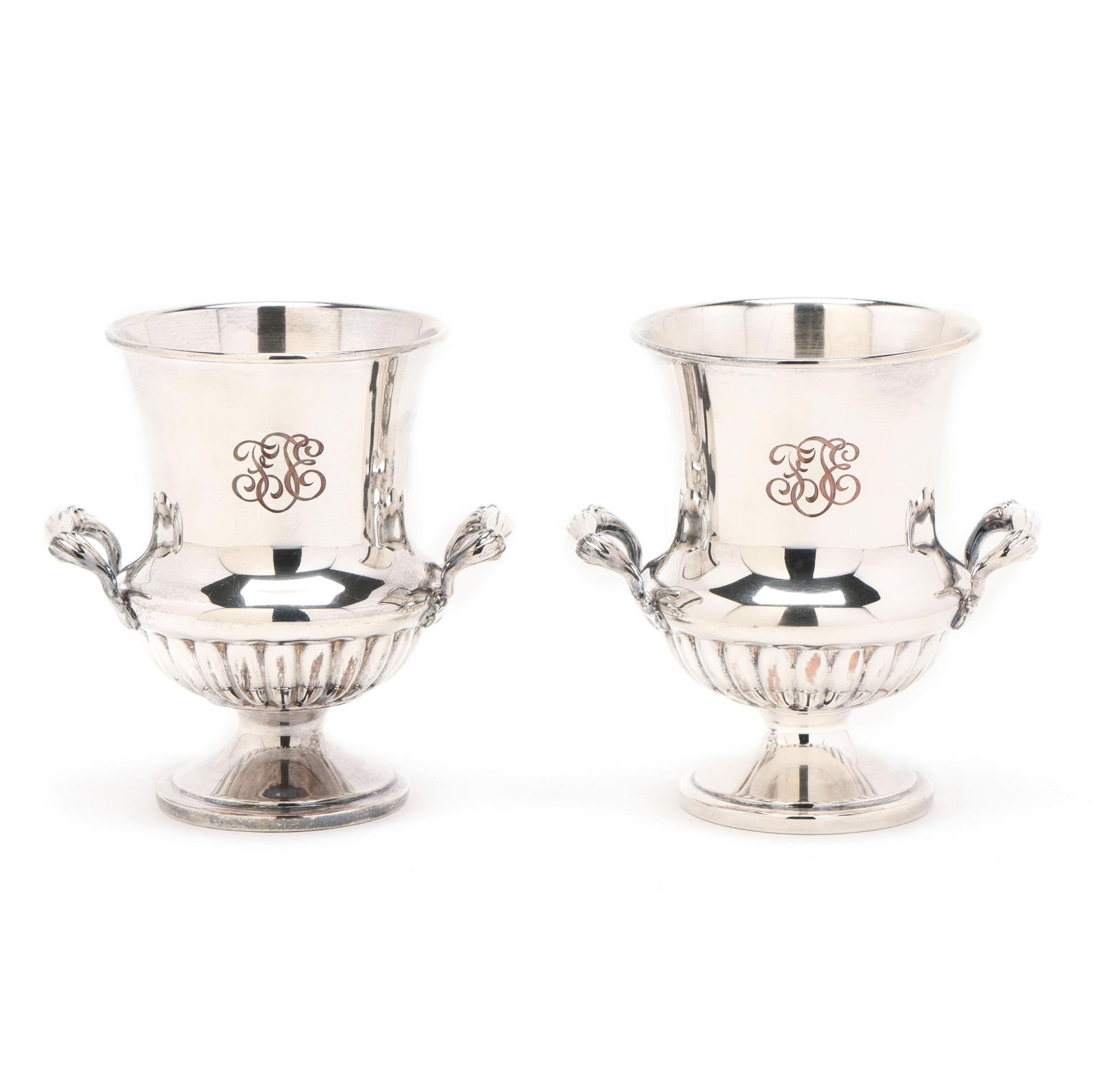 A Pair of Small Silver-Plated Commemorative Urns (1 of 9)