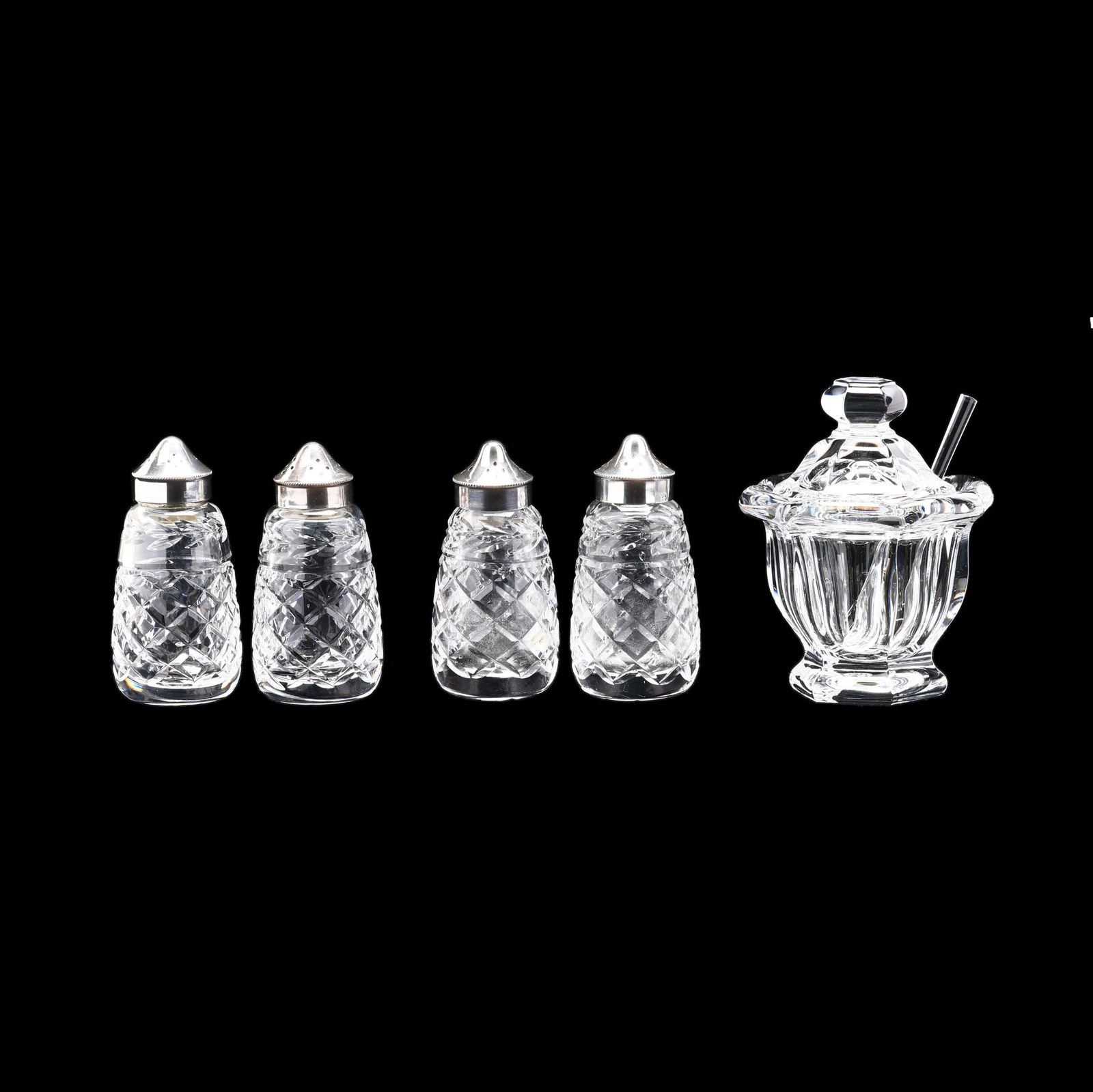 Baccarat Crystal Jam Jar and Four Waterford Crystal Shakers (1 of 11)