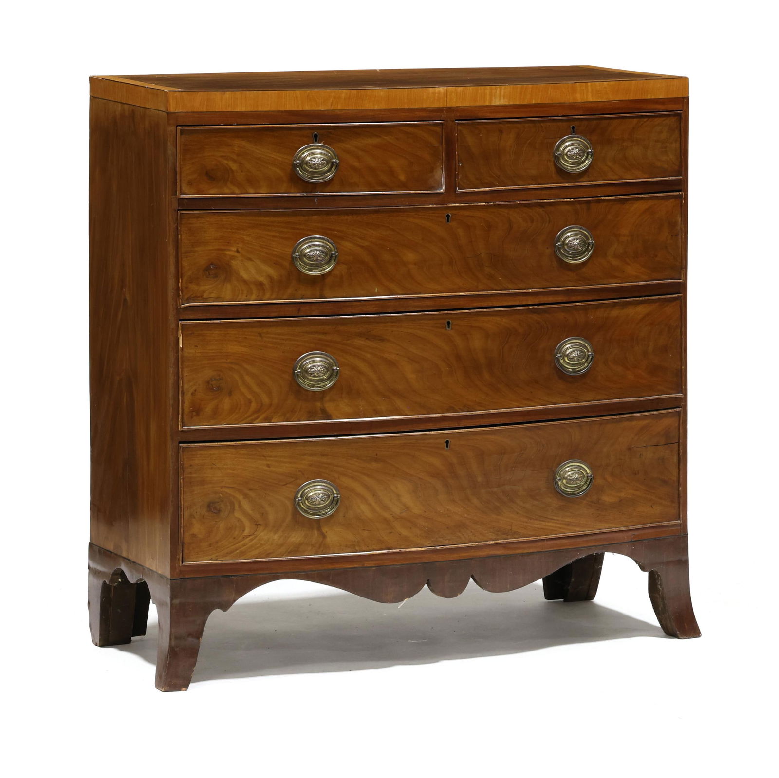 George III Inlaid Mahogany Bow-Front Chest of Drawers (1 of 11)