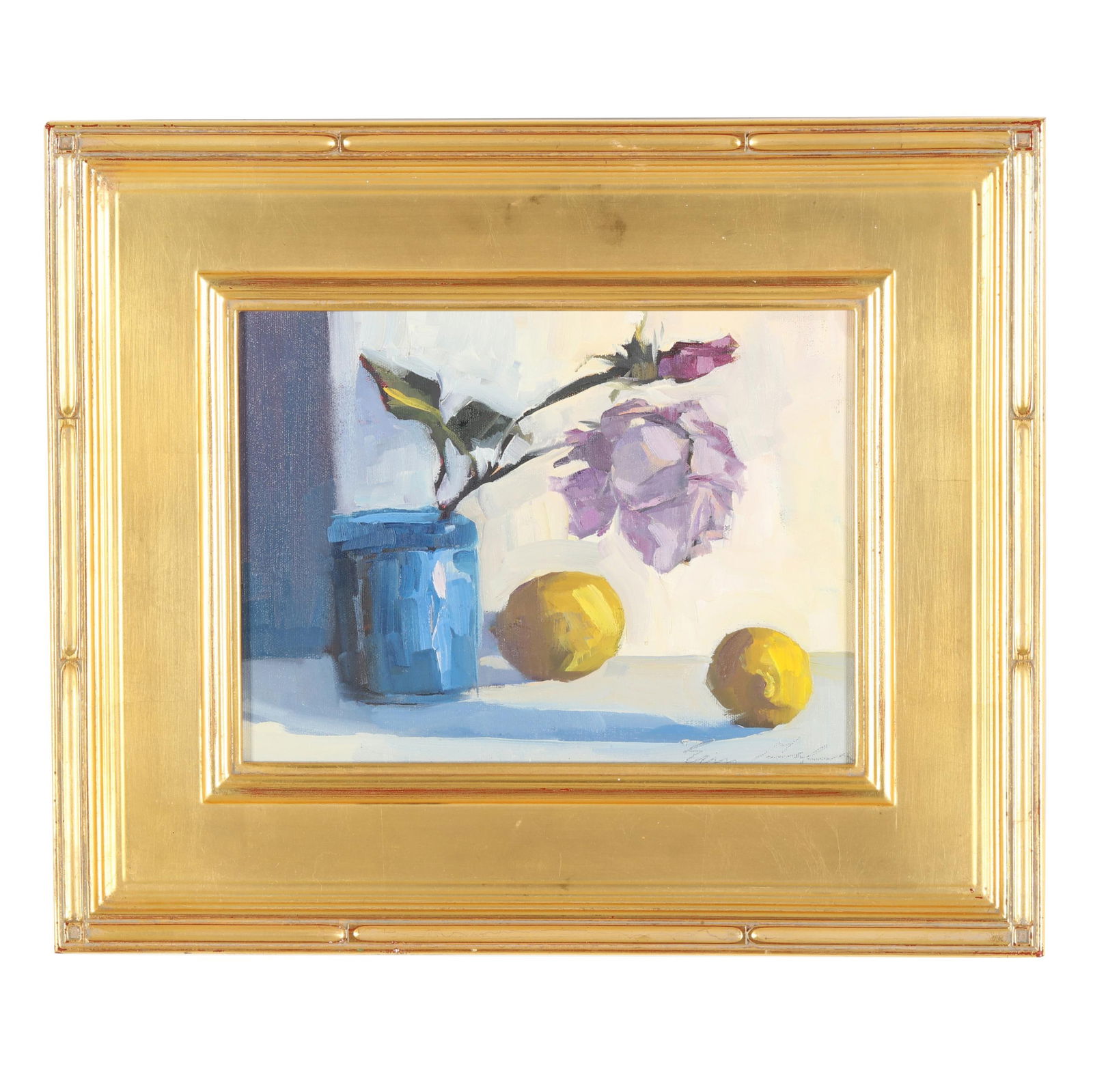 Erin Lee Gafill (American, 1963), Fresh Bloom, with Lemons: Erin Lee Gafill (American, 1963), Fresh Bloom, with Lemonsoil on panel, 2016, signed at lower right, inscribed to the verso, framed. Panel size 9 x 12 in.; Frame dimensions 15 1/2 x 18 1/2 in. From th