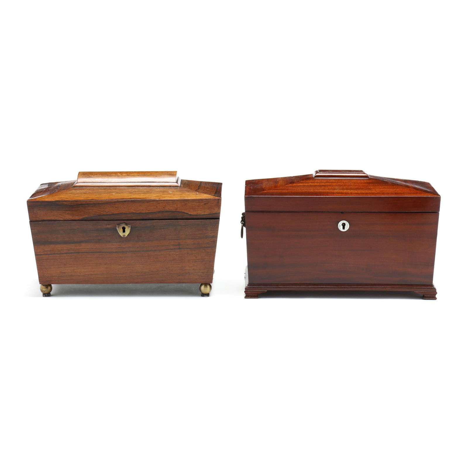Two Antique Mahogany Sarcophagus Form Tea Caddies (1 of 20)