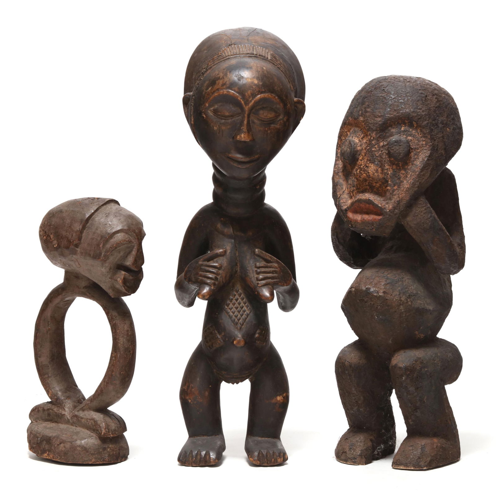 Three African Carved Wood Figures (1 of 10)