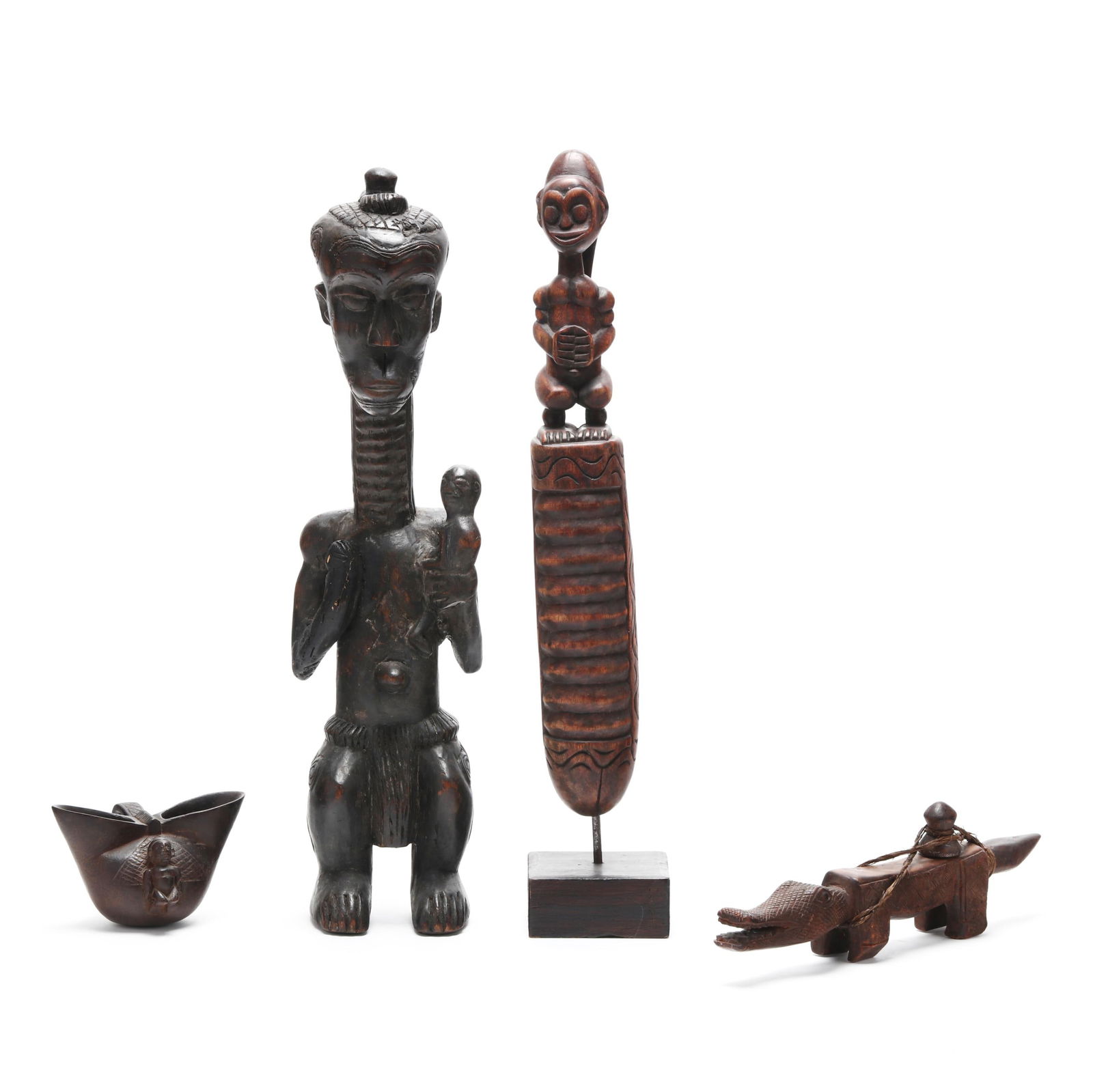 Four Central African Carved Wood Objects (1 of 12)
