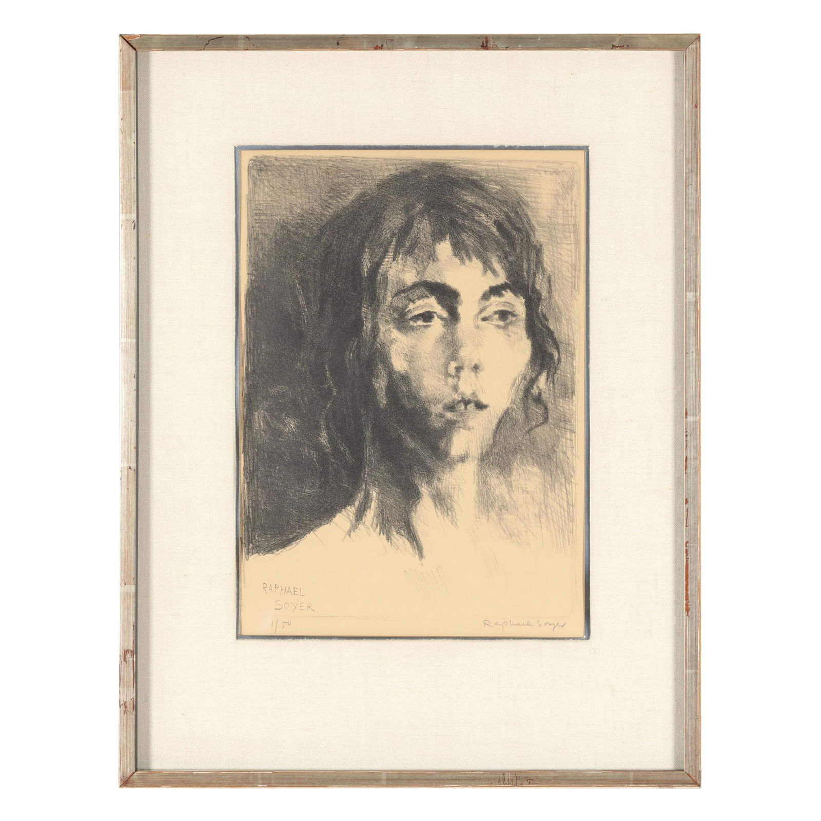 Raphael Soyer (American, 1899-1987), Girl with Parted Lips (1 of 6)