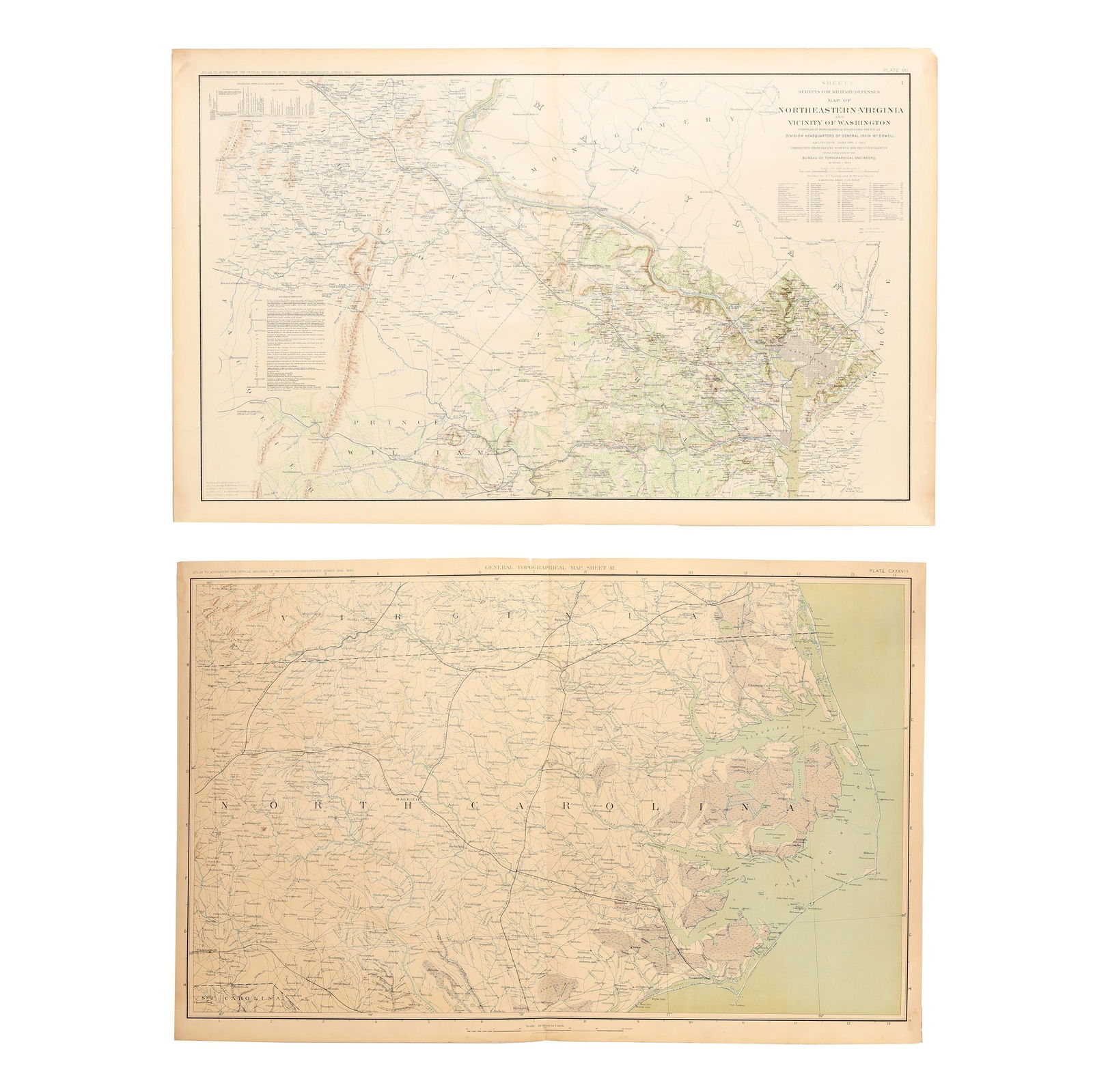 Two Detailed Maps from the  Atlas to Accompany the Official Records of the Union and Confederate (1 of 9)