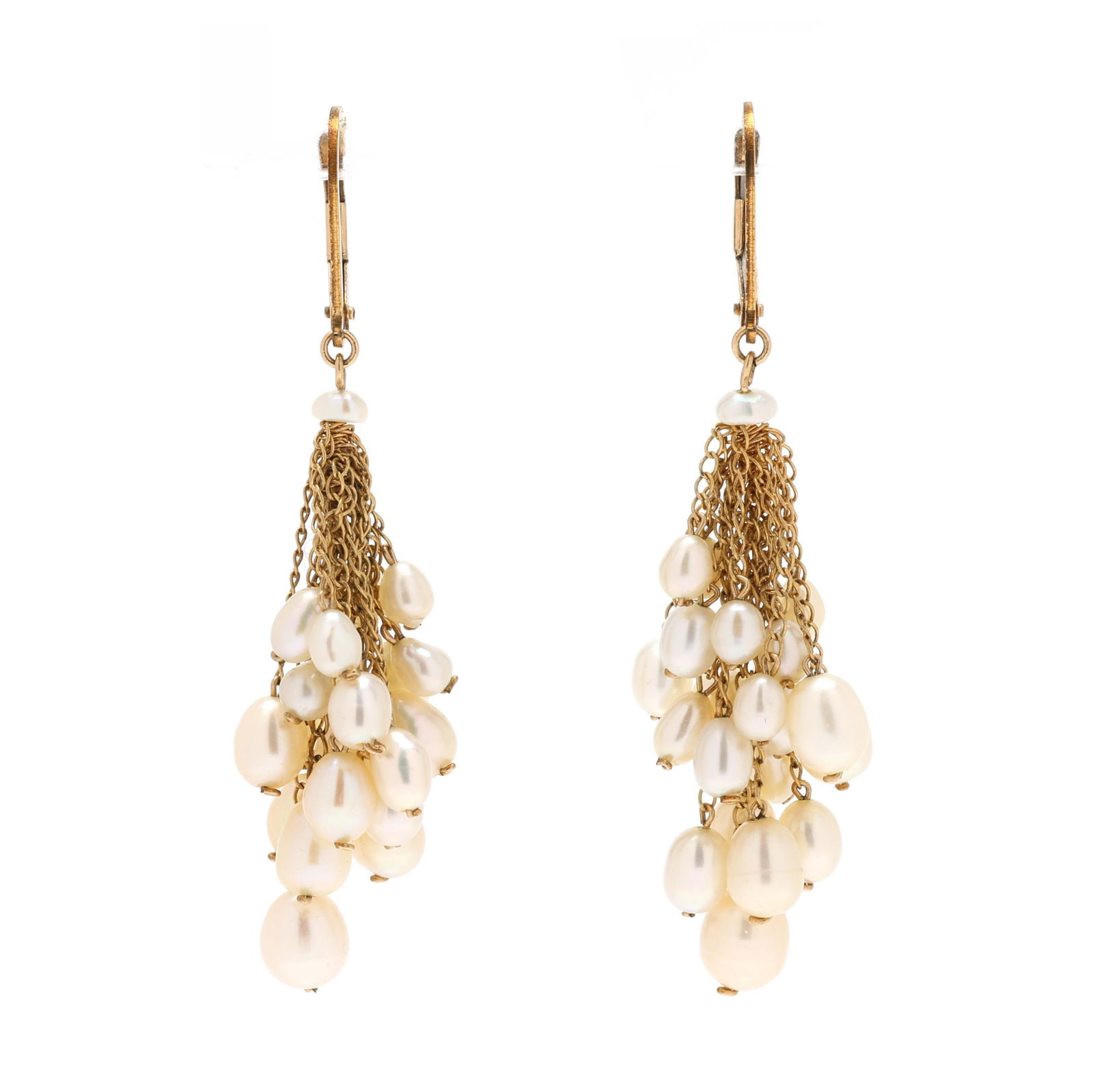 Gold-Tone and Pearl Dangle Earrings, Jessica Rose (1 of 4)