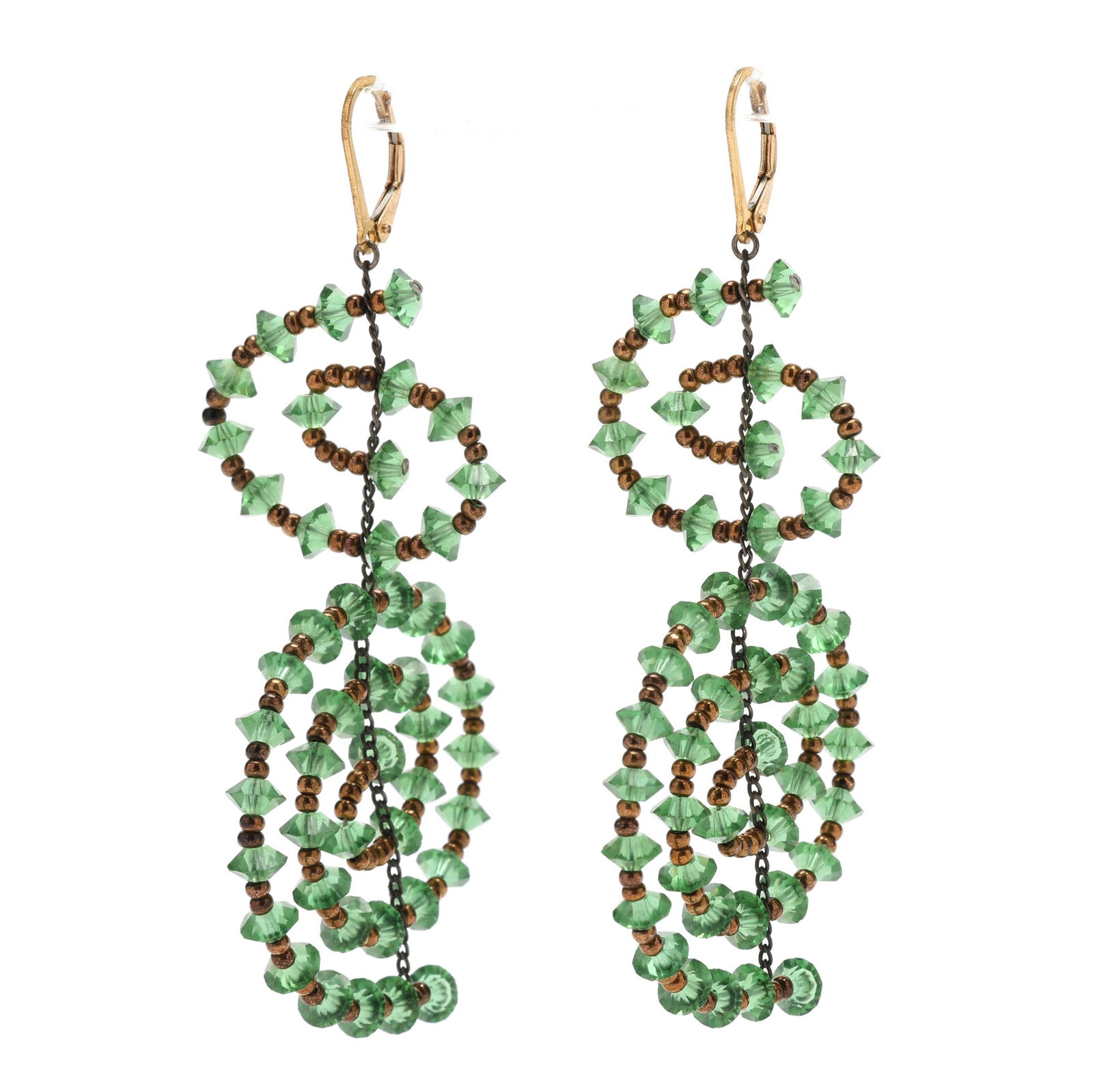 Green Beaded Spiral Earrings, Jessica Rose (1 of 4)