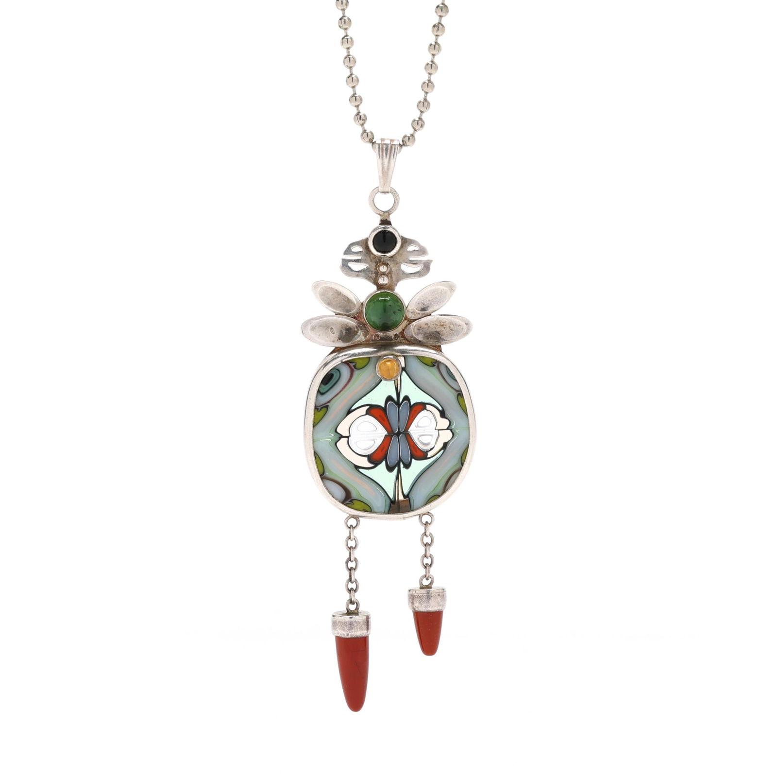 Sterling Silver, Murrini Glass, and Gem-Set Pendant, Richard Ritter and Shirley Taylor Marriott (1 of 6)