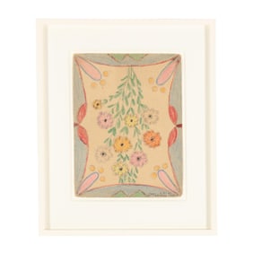 Minnie Evans (NC, 1892-1987), Untitled (floral turnaround)