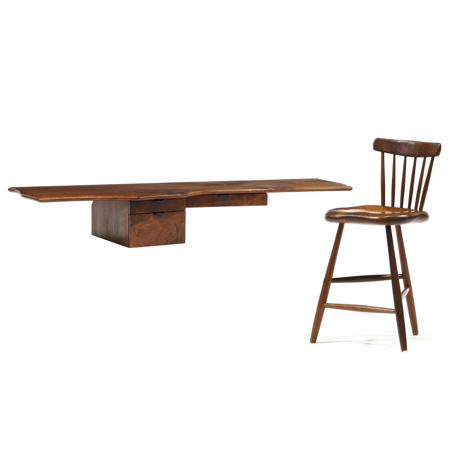 Michael Elkan (American, b. 1942), American Craft Walnut Floating Desk and Chair (1 of 14)