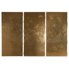Antonia Caicedo (Columbian/American, b. 1977), Set of Three Bronzed Floral Wall Panels