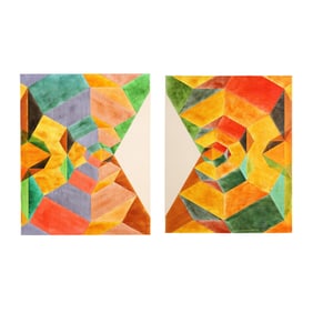John Hiigli (American, 1943-2017),  Chromatic Vortex, Diptych