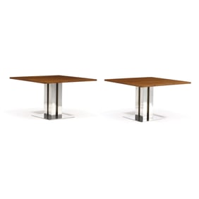 Leon Rosen, Pair of Walnut Pedestal Tables