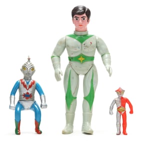 Three Vintage Japanese Sofubi Action Figures, Including Mirrorman