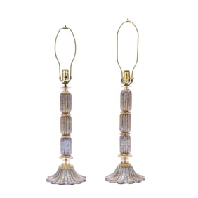 Barovier & Tosso, Pair of Glass Table Lamps