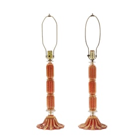 Barovier & Tosso, Pair of Glass Table Lamps