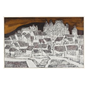 Anibal Villacis (Ecuadorian, 1927- 2012), Village Landscape