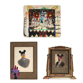 Leobardo Huerta (Mexican, b. 1972), Three Intervened Antique Photographs