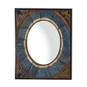 Mid-Century Brutalist Ceramic Tile Mirror