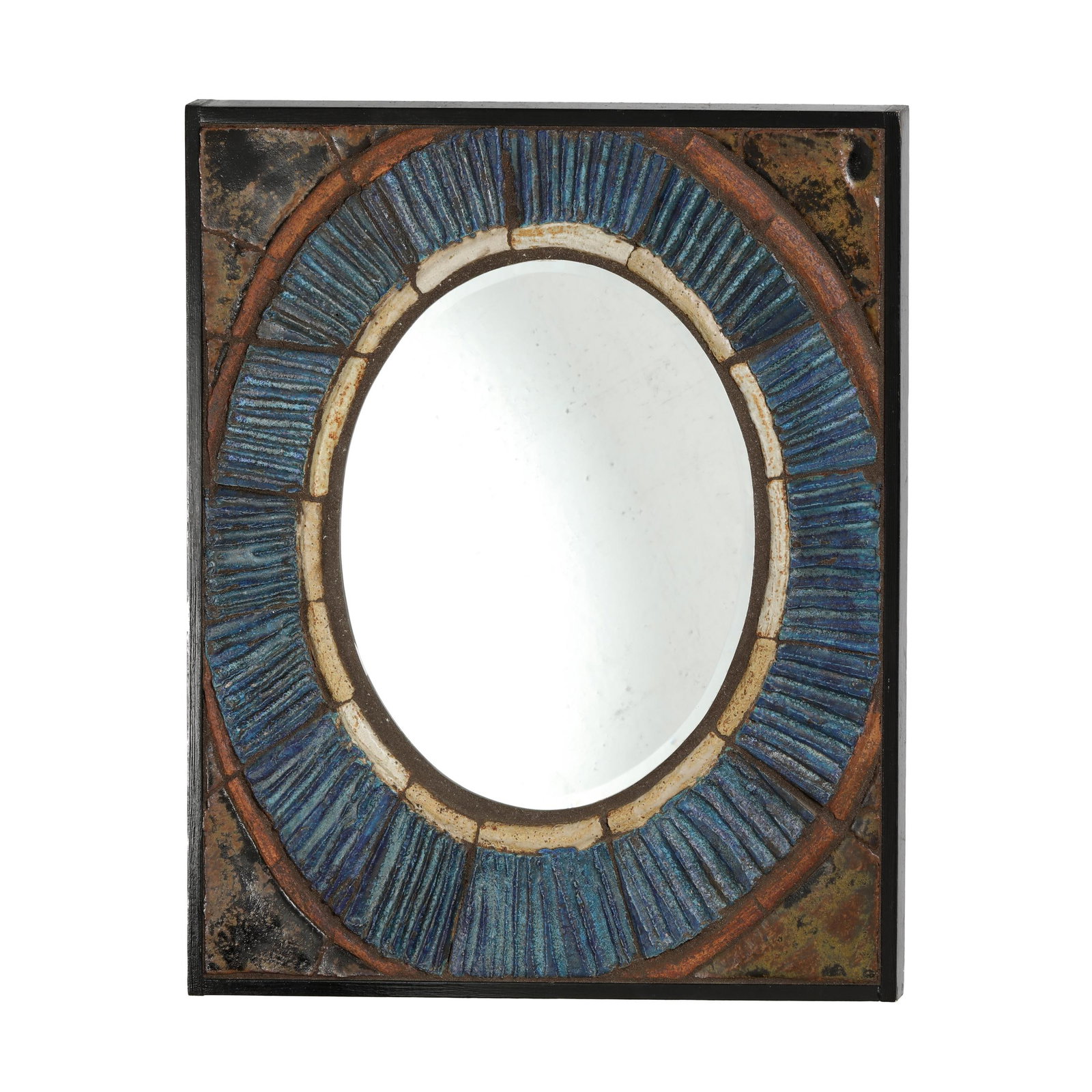 Mid-Century Brutalist Ceramic Tile Mirror (1 of 6)