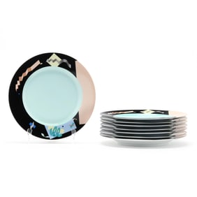 Stephen Holl (American, b. 1947), Eight "Planar" Porcelain Chargers