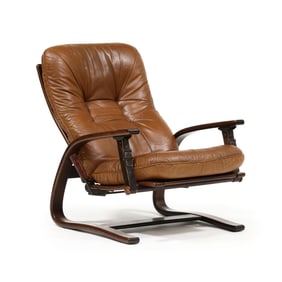 Arnt Lande (Norwegian, 1920-2005),  Panther  Leather Recliner