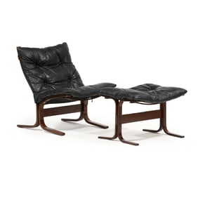 Ingmar Relling (Norway, 1920-2002), Leather and Rosewood  Siesta Chair  and Ottoman