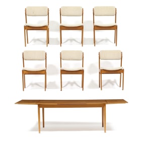 Danish Modern Teak Dining Table and Six Chairs