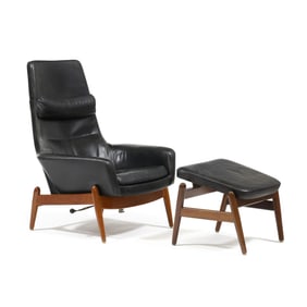 Kofod Larsen (Denmark, 1921-2003), Leather Lounge Chair and Ottoman