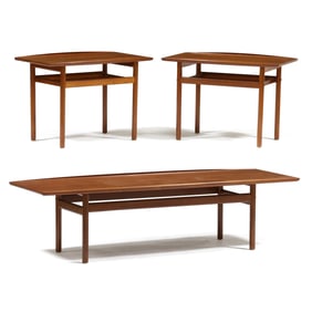 Grete Jalk (Danish, 1920-2006), Danish Teak Coffee Table and Pair of End Tables