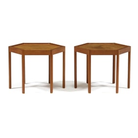 Hans Christian Andersen, Pair of Teak Hexagonal Tables