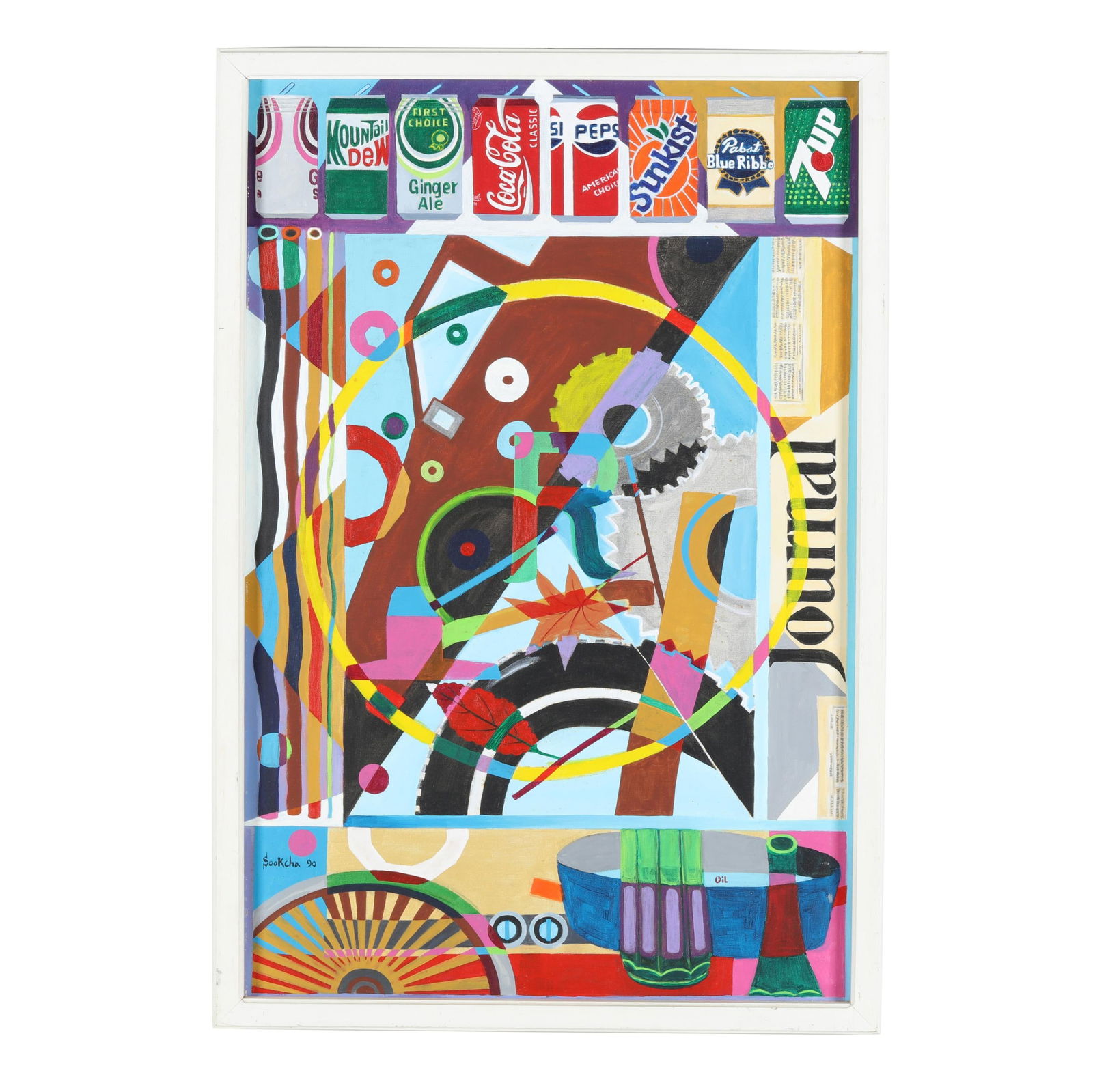 Sook-Cha Kim (Korean-American, b. 1940), Journal: Sook-Cha Kim (Korean-American, b. 1940), Journal acrylic on canvas, 1990, signed and dated at lower left, framed. Stretcher size 35 3/4 x 24 in.; Frame dimensions 37 3/4 x 25 3/4 in. Sook-Cha Kim