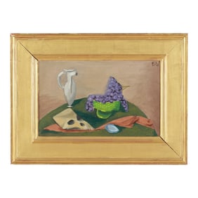 Edgar Levy (American, 1907-1975), Still Life with Skull, Pitcher and Grapes